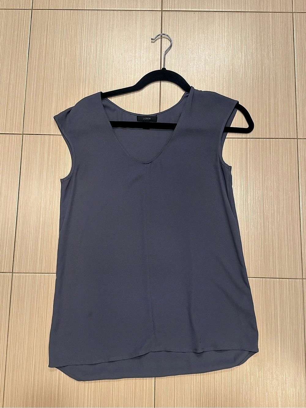 EUC J.Crew Silk V-Neck Cap Sleeve Top in Gray/Blue-00